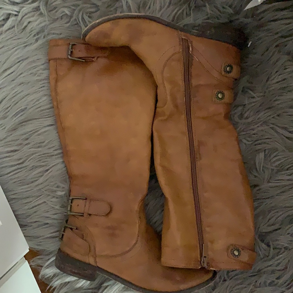 Double buckle Tan Brown Mid Calf Boots Size 6